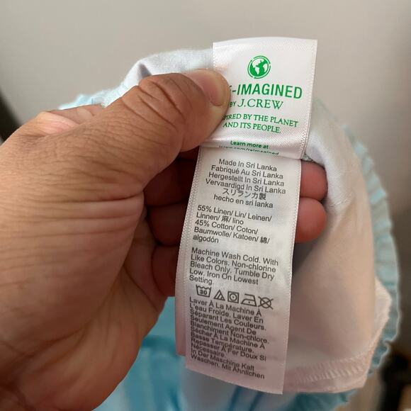 J.Crew Linen Cotton Blend Wide Leg Paper Bag Pants Size Small Soft Aqua - Picture 7 of 7